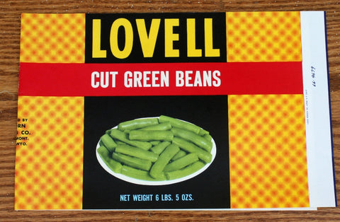 Vintage tin can label 'Lovell Cut Green Beans'